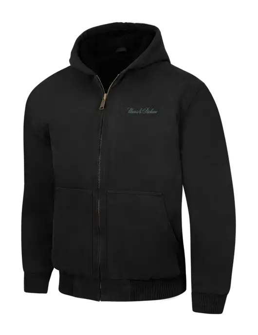 CornerStone Black Washed Duck Cloth Insulated Hooded Work Jacket w/Morris & Dickson Logo