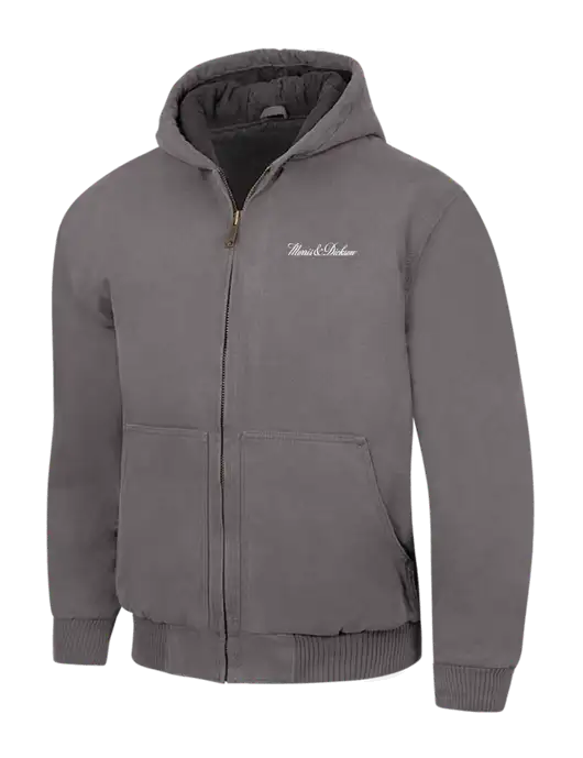 CornerStone Medium Grey Washed Duck Cloth Insulated Hooded Work Jacket w/Morris & Dickson Logo