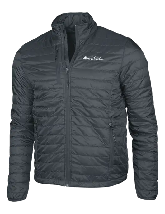 Dark Grey Puffy Packable Jacket w/Morris & Dickson Logo