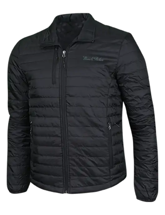 Deep Black Puffy Packable Jacket w/Morris & Dickson Logo