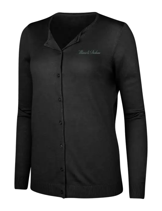 Black Womens Cardigan Sweater w/Morris & Dickson Logo