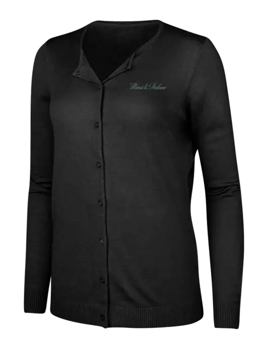 Black Womens Cardigan Sweater w/Morris & Dickson Logo