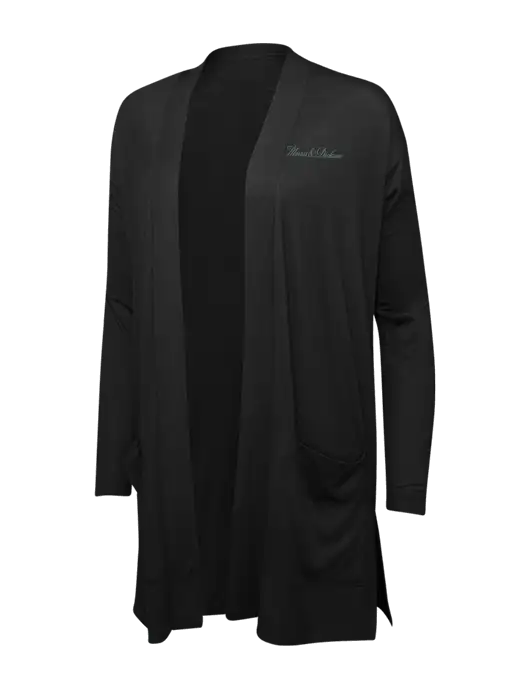 Black Womens Concept Long Pocket Cardigan w/Morris & Dickson Logo