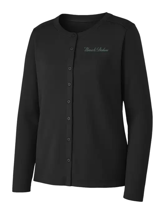 Black Womens Concept Stretch Button-Front Cardigan Sweater w/Morris & Dickson Logo