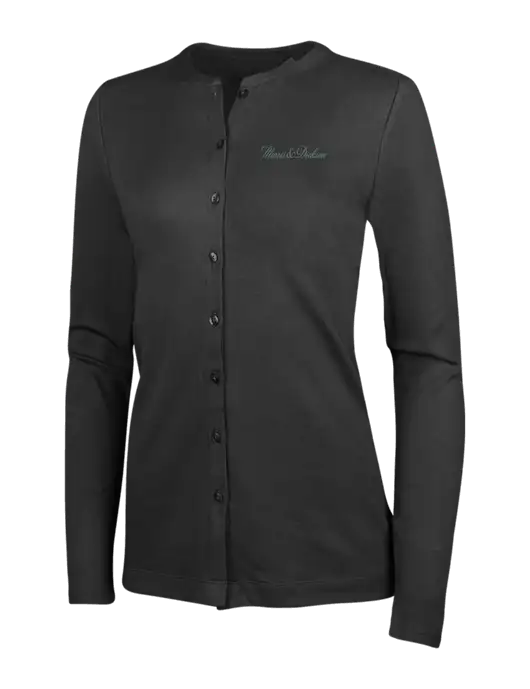 Black Womens Concept Stretch Button-Front Cardigan Sweater w/Morris & Dickson Logo
