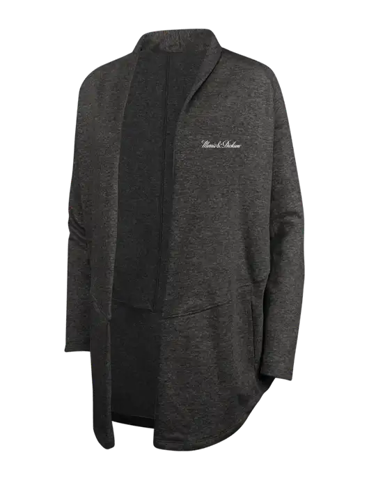 Charcoal Heather/ Medium Heather Grey Womens Interlock Cardigan w/Morris & Dickson Logo