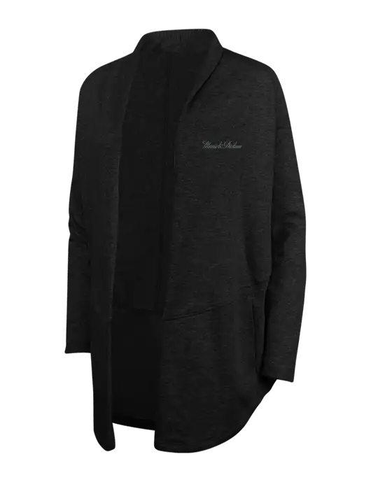 Deep Black/Charcoal Heather Womens Interlock Cardigan w/Morris & Dickson Logo