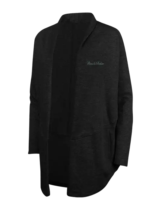 Deep Black/Charcoal Heather Womens Interlock Cardigan w/Morris & Dickson Logo