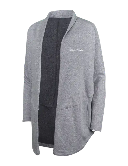 Medium Heather Grey/Char Heather Womens Interlock Cardigan w/Morris & Dickson Logo