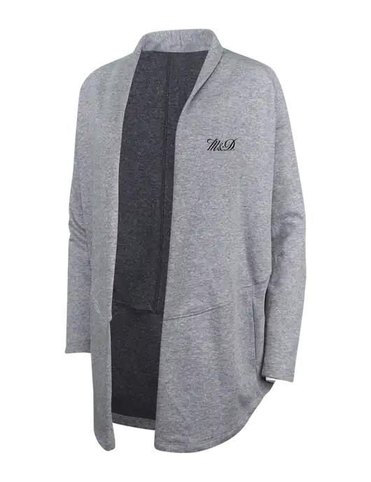 Medium Heather Grey/Char Heather Womens Interlock Cardigan w/M&D Logo