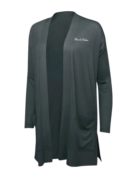 Smoke Grey Womens Concept Long Pocket Cardigan w/Morris & Dickson Logo