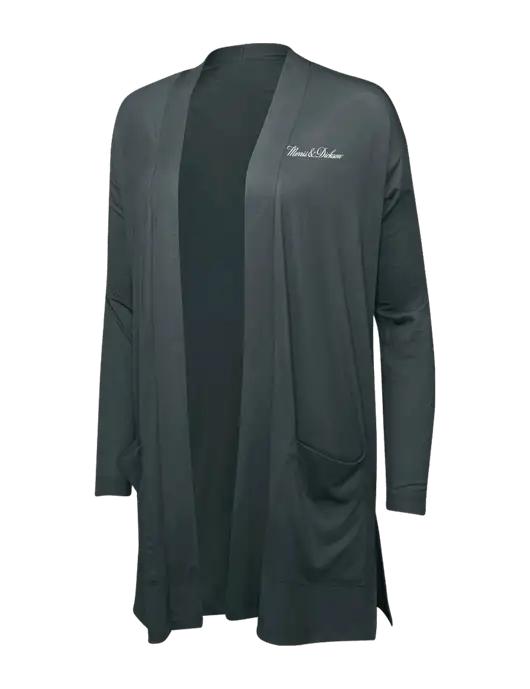 Smoke Grey Womens Concept Long Pocket Cardigan w/Morris & Dickson Logo