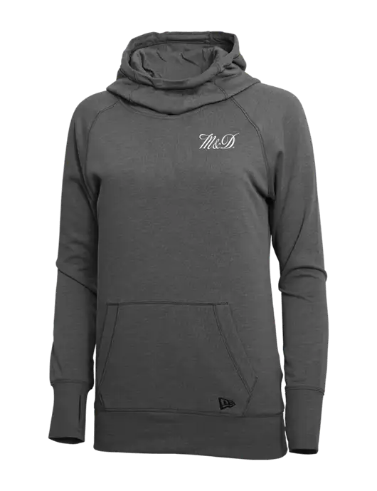 New Era Black Heather Womens Tri-Blend Fleece Pullover Hoodie w/M&D Logo