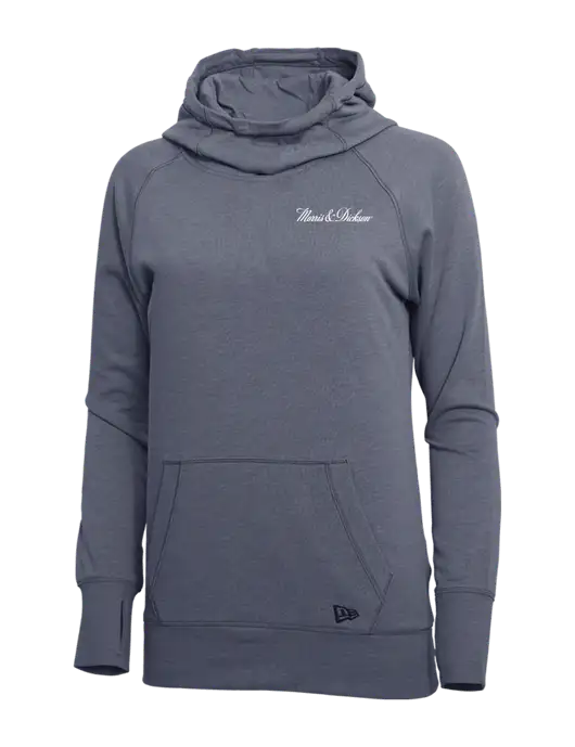 New Era True Navy Heather Womens Tri-Blend Fleece Pullover Hoodie w/Morris & Dickson Logo