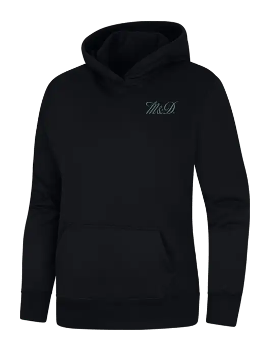 Womens Black Core Fleece Pullover Hooded Sweatshirt w/M&D Logo