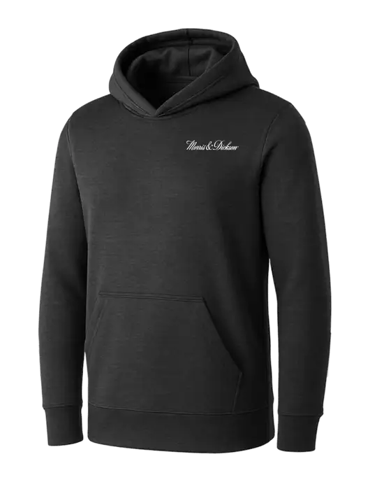 Womens Dark Grey Heather Core Fleece Pullover Hooded Sweatshirt w/Morris & Dickson Logo