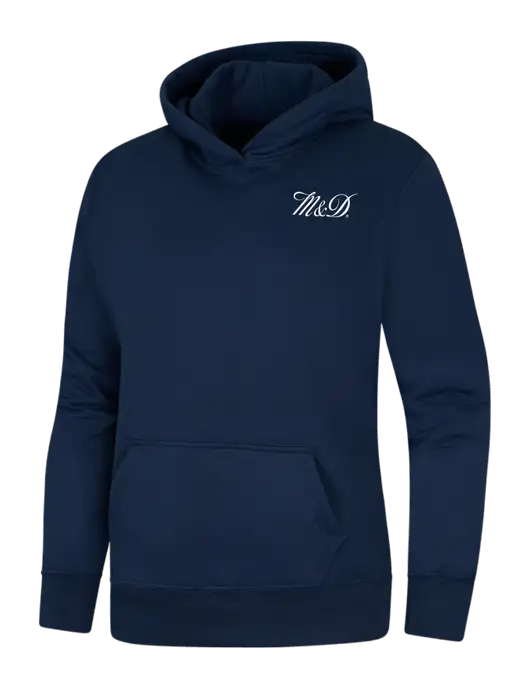 Womens Navy Core Fleece Pullover Hooded Sweatshirt w/M&D Logo