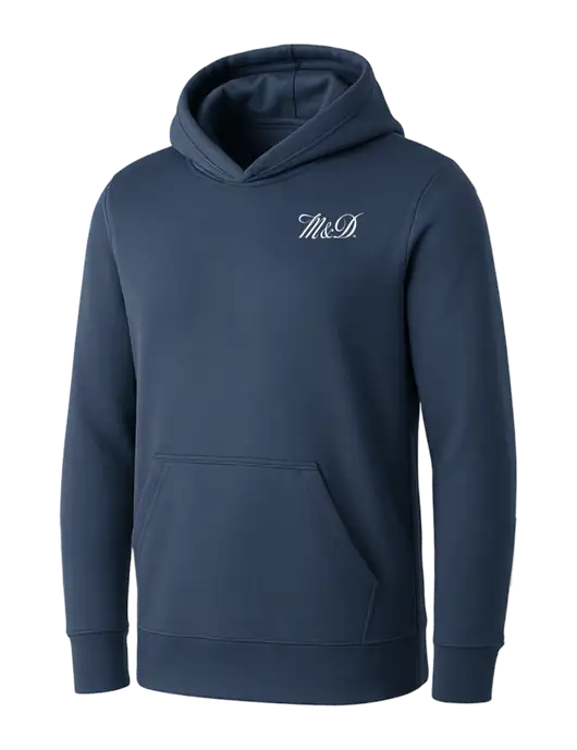 Womens Navy Core Fleece Pullover Hooded Sweatshirt w/M&D Logo