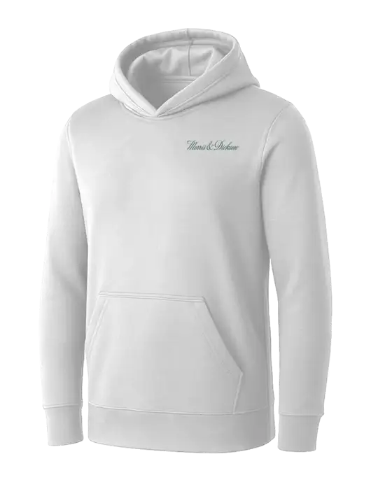 Womens White Core Fleece Pullover Hooded Sweatshirt w/Morris & Dickson Logo
