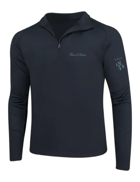 Black Sport Wick Stretch 1/4 Zip Pullover w/Morris & Dickson Logo, Since 1841 Logo