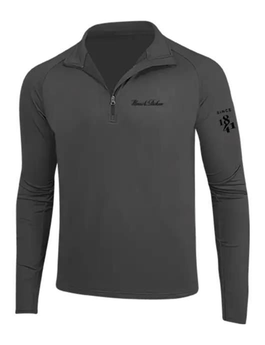 Charcoal Grey Sport Wick Stretch 1/4 Zip Pullover w/Morris & Dickson Logo, Since 1841 Logo