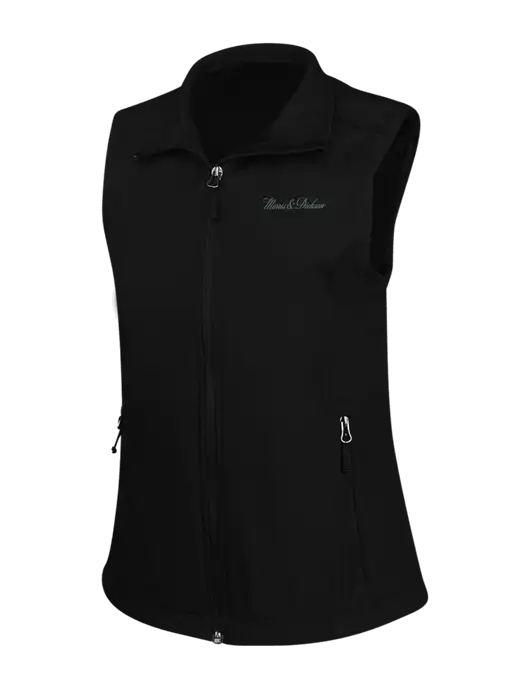 Black Womens Core Soft Shell Vest w/Morris & Dickson Logo