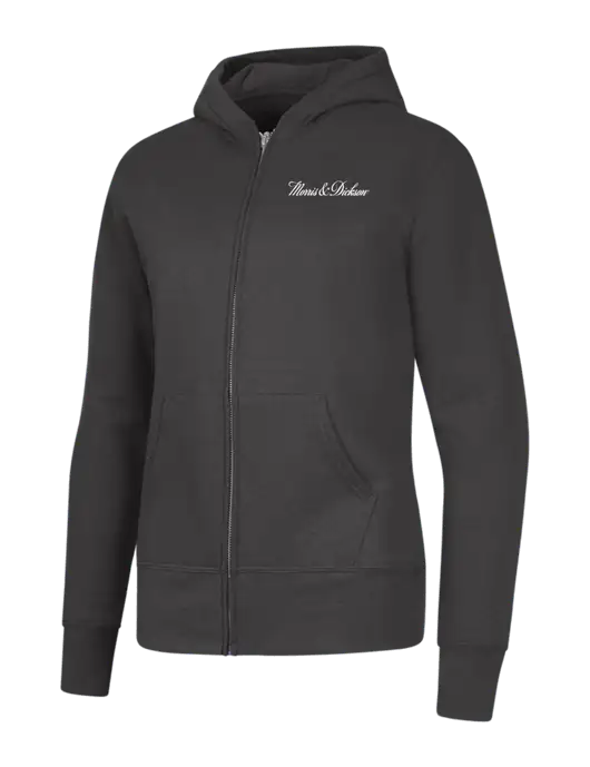 Charcoal Womens Core Fleece Full-Zip Hooded Sweatshirt w/Morris & Dickson Logo