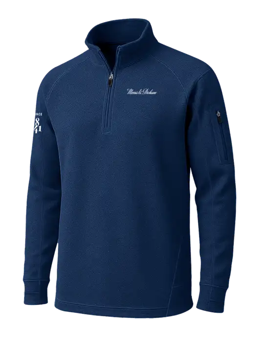 True Navy Tech Fleece 1/4 Zip Pullover w/Morris & Dickson Logo, Since 1841 Logo