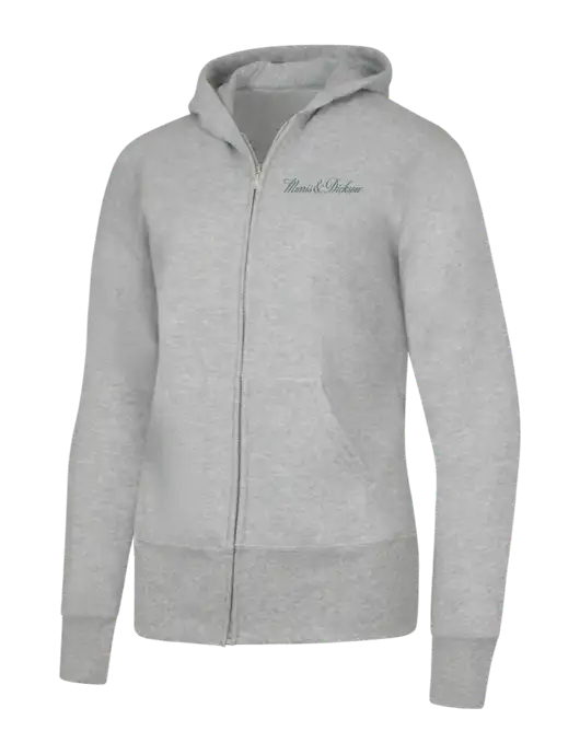 Grey Heather Womens Core Fleece Full-Zip Hooded Sweatshirt w/Morris & Dickson Logo