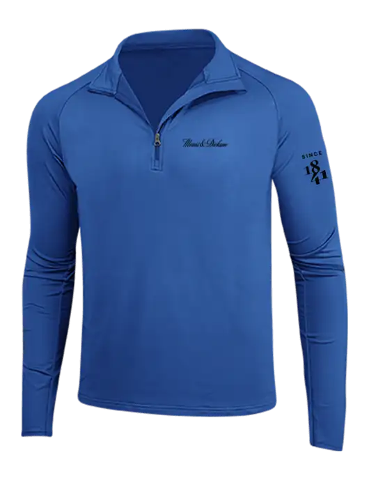 Dark Royal Sport Wick Stretch 1/4 Zip Pullover w/Morris & Dickson Logo, Since 1841 Logo