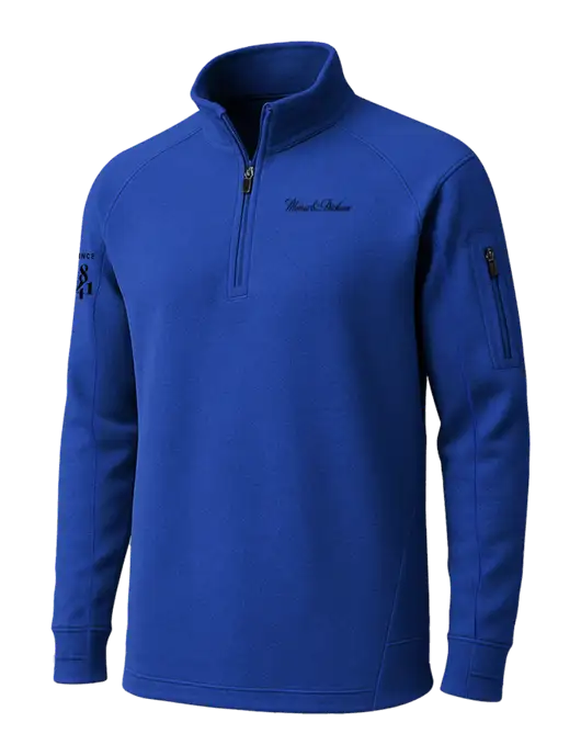 True Royal Tech Fleece 1/4 Zip Pullover w/Morris & Dickson Logo, Since 1841 Logo