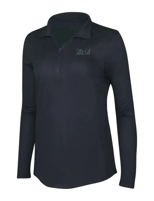 Black Triad Solid Womens Posicharge Tri-Blend Wicking 1/4 Zip Pullover w/M&D Logo