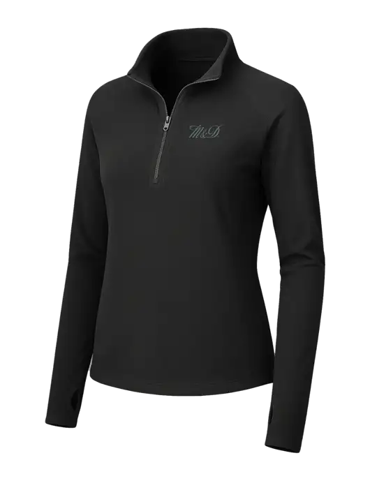 Womens Black Microfleece 1/2 Zip Pullover w/M&D Logo