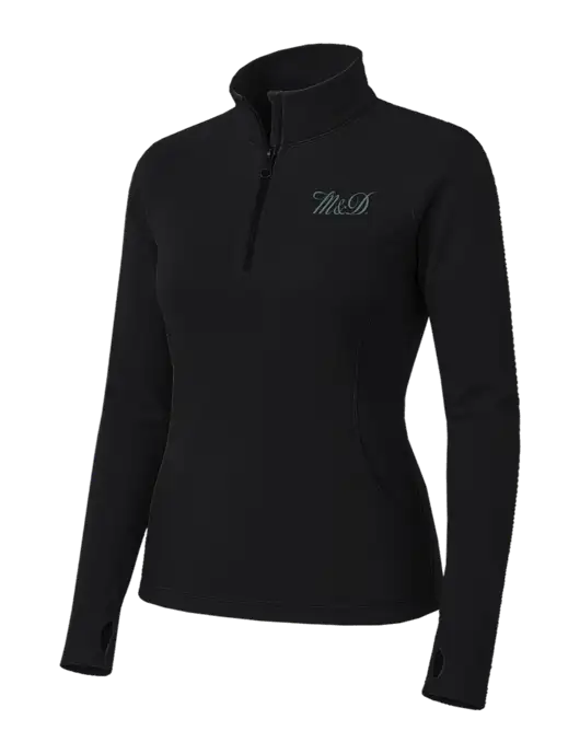 Womens Black Sport Wick Stretch 1/4 Zip Pullover w/M&D Logo
