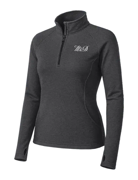 Dark Grey Heather Womens Sport Wick Stretch 1/4 Zip Pullover w/M&D Logo