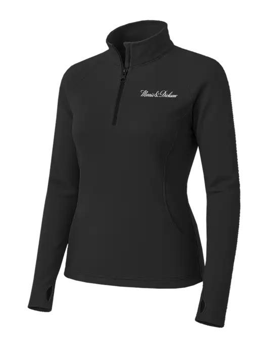 Charcoal Grey Womens Sport Wick Stretch 1/4 Zip Pullover w/Morris & Dickson Logo