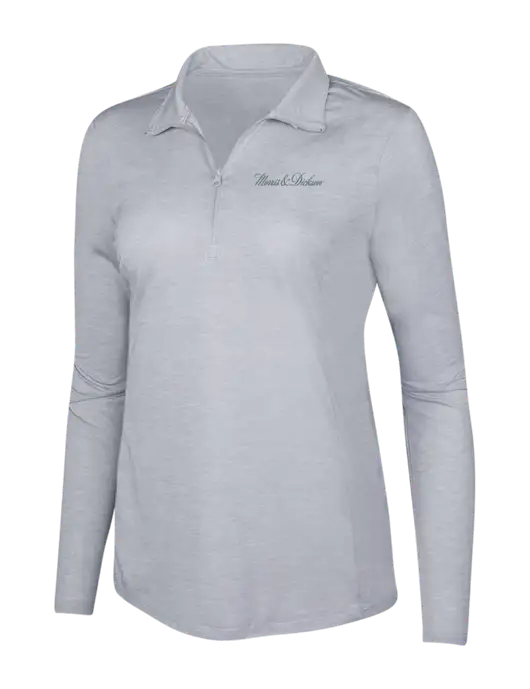 Light Grey Heather Womens Posicharge Tri-Blend Wicking 1/4 Zip Pullover w/Morris & Dickson Logo