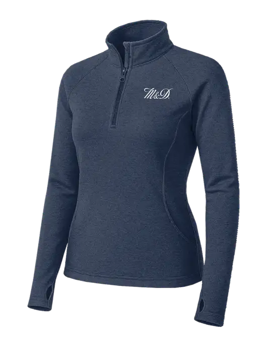 Navy Heather Womens Sport Wick Stretch 1/4 Zip Pullover w/M&D Logo