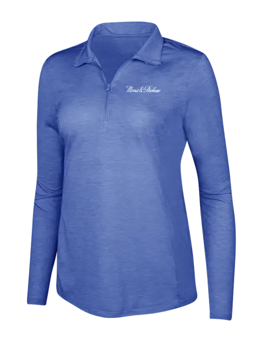 True Royal Heather Womens Posicharge Tri-Blend Wicking 1/4 Zip Pullover w/Morris & Dickson Logo