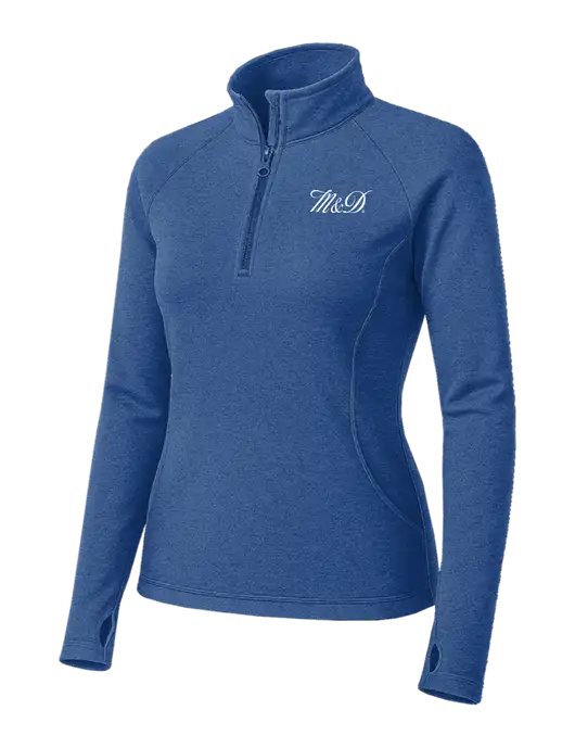 Royal Heather Womens Sport Wick Stretch 1/4 Zip Pullover w/M&D Logo