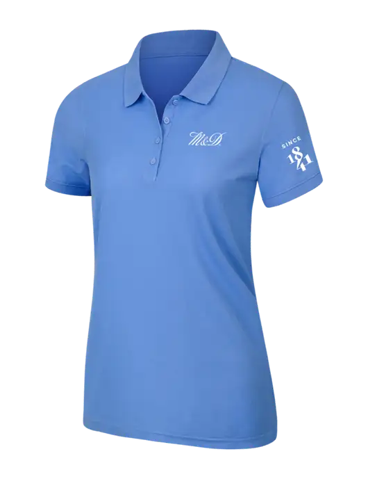 Carolina Blue Womens Core Classic Pique Polo w/M&D Logo, Since 1841 Logo