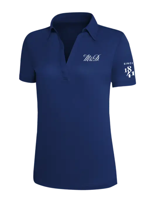 Dark Royal Silk Touch Womens Performance Polo w/M&D Logo, Since 1841 Logo