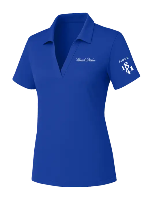 Womens Dark Royal PosiCharge RacerMesh Polo w/Morris & Dickson Logo, Since 1841 Logo