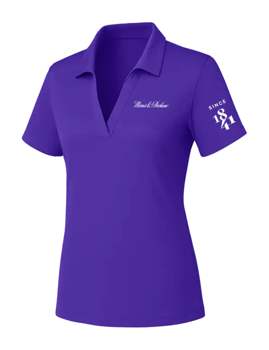 Womens Purple PosiCharge RacerMesh Polo w/Morris & Dickson Logo, Since 1841 Logo
