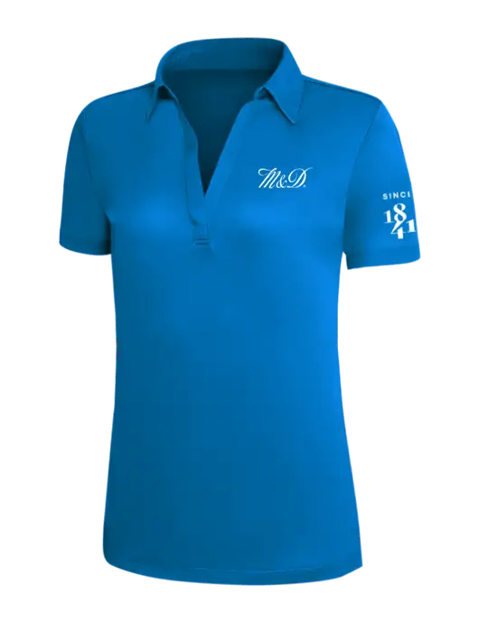 Royal Blue Silk Touch Womens Performance Polo w/M&D Logo, Since 1841 Logo