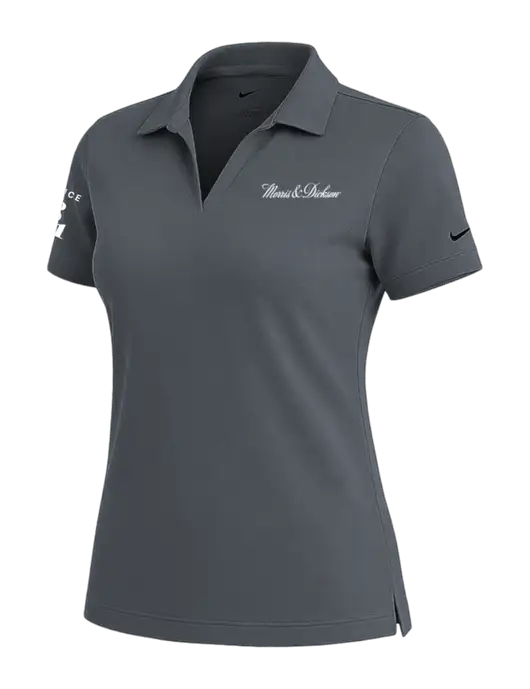 NIKE Dark Grey Womens Dri-Fit Micro Pique Polo w/Morris & Dickson Logo, Since 1841 Logo