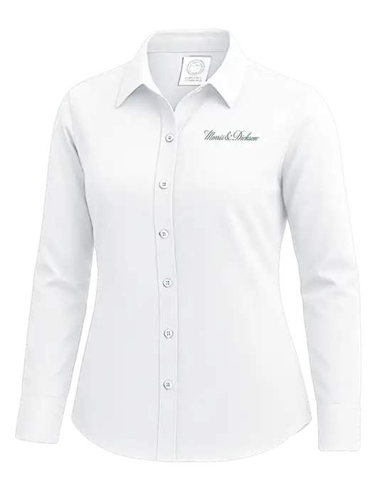 Brooks Brothers Womens White Wrinkle-Free Stretch Nailhead Shirt w/Morris & Dickson Logo