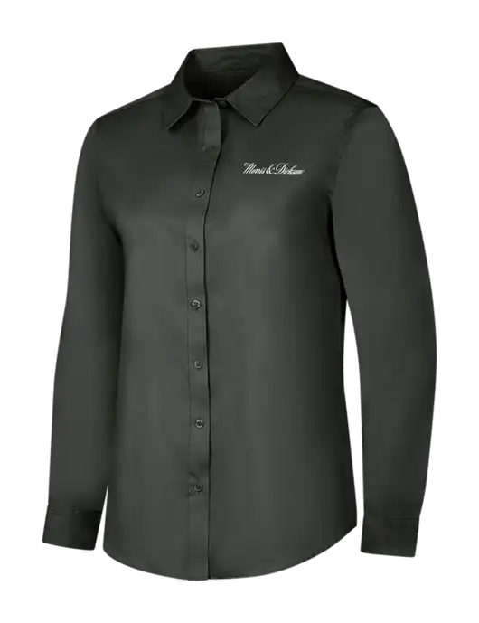 Dark Grey Womens Long Sleeve Superpro React Twill Shirt w/Morris & Dickson Logo