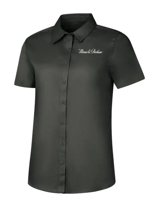 Womens Dark Grey Short Sleeve Superpro React Twill Shirt w/Morris & Dickson Logo