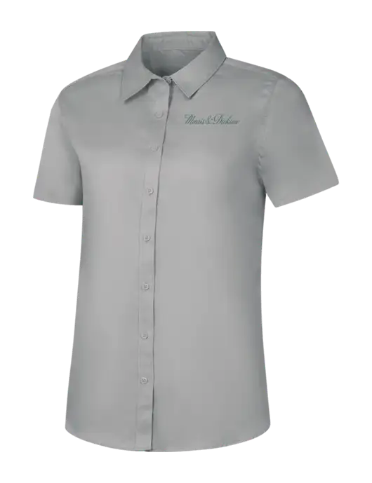 Womens Light Grey Short Sleeve Superpro React Twill Shirt w/Morris & Dickson Logo